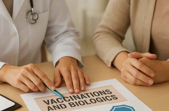 What vaccines do I need on biologics, and how do I time them?